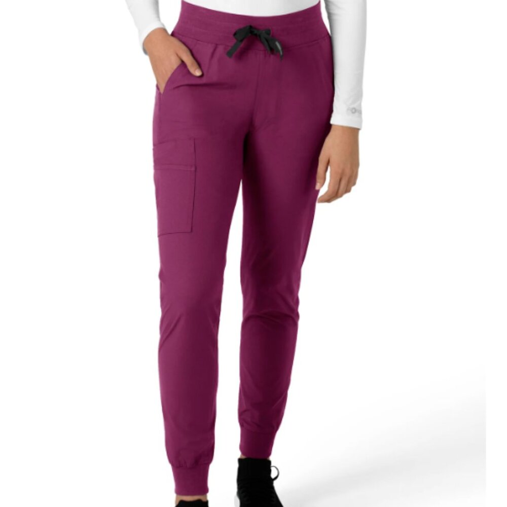 NWT Carhartt 7-Pocket Rib Knit Waistband Cargo Jogger Scrub Pants Tall in Wine